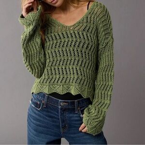 Green Knit Sweater Top